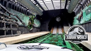 Jurassic World The Ride 4K Front Seat POV  Universal Studios Hollywood [upl. by Ahtibat]