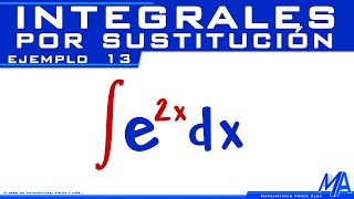 Integral de la exponencial  Integrales por sustitución  Cambio de variable  Ejemplo 13 [upl. by Ashford]