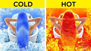 EXTREME HOT VS COLD CHALLENGE  Fire Girl vs Water Girl Were Adopted Parenting Hacks by 123 GO [upl. by Yelsehc]