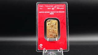 2024 ArgorHeraeus 10g Gold Minted Lunar Dragon Bar [upl. by Nahtam]