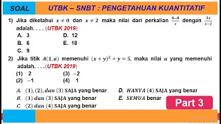 Part 3 PEMBAHASAN SOAL UTBK  SNBT  PENGETAHUAN KUANTITATIF [upl. by Marielle484]