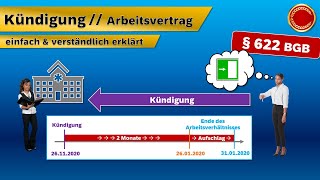 § 622 BGB  Kündigung eines Arbeitsvertrags  👨🏼‍🎓 EINFACH ERKLÄRT 👩🏼‍🎓 [upl. by Cheston]