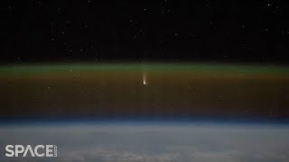 Whoa Comet and unidentified satellite seen from space in amazing timelapse [upl. by Moyer]