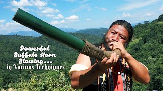 Various Buffalo Horn Blowing Techniques  by a powerful blower  Th Rainii Poumai [upl. by Eneri]