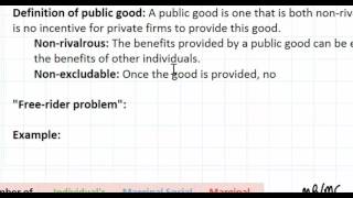 Public Goods as a Market Failure  part 1 [upl. by Nylecyoj820]