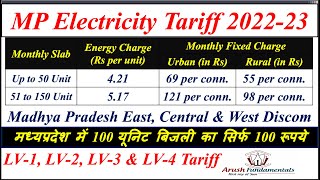 MP Electricity Tariff 202223 Per unit rate and govt subsidy of electricity in Madhya Pradesh [upl. by Cynarra464]