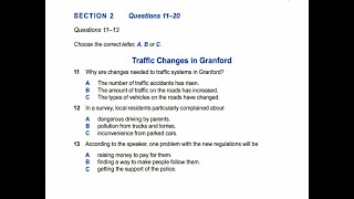 IELTS Listening Practice Section2Traffic Changes in Granford with answers [upl. by Hazlett]