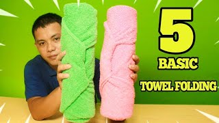 TOWEL FOLDING 5 BASIC DESIGN TUTORIAL [upl. by Selway]