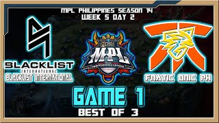 BLCK vs FNOP  Game 1  MPL Philippines Season 14 Week 5 Day 2 Best of 3 [upl. by Florian550]