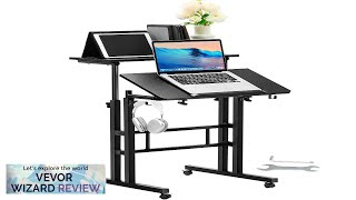 VEVOR Mobile Standing Desk 264quot449quot GasSpring Height Adjustable SitStand Desk Home Review [upl. by Nihi]