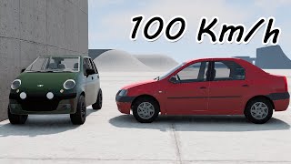 CRASH TEST 7  Daewoo Matiz vs Dacia Logan  BeamNGdrive [upl. by Resarf]