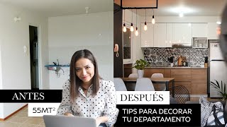 Como decorar un departamento pequeño ✨ Sin gastar mucho dinero  55mt2 [upl. by Nidnerb547]