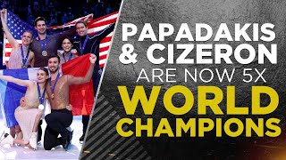 Papadakis amp Cizeron set record dance score at worlds Hubbell amp Donohue silver Chock amp Bates bronze [upl. by Etnor]