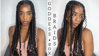 How to Jumbo Knotless Goddess Box Braids With Curly Ends Very Detailed [upl. by Hanahsuar691]