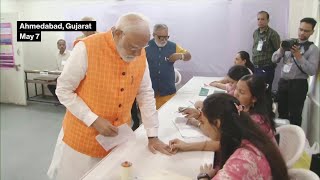 Modi Votes in Indias General Election [upl. by Roter]