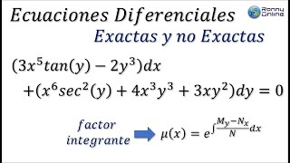 Ecuación Diferencial NO EXACTA 1  Factor Integrante  Primer Orden [upl. by Ynnal]