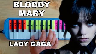 Cómo tocar Bloody Mary Wednesday Addams Lady Gaga  Tutorial en la MELÓDICA fácil sirve para PIANO [upl. by Zohara429]