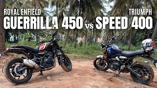 Enfield Guerrilla 450 vs Triumph Speed 400  The Ultimate Detailed Comparison 🙊 [upl. by Islek]