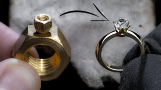 I TURN 2 HEX NUTS into a 1 Ct DIAMOND RING [upl. by Ambrosia792]