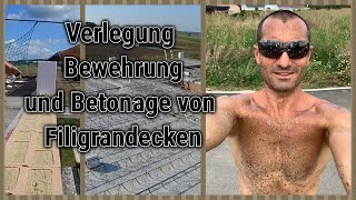 Verlegung Bewehreung und Betonage von Filigrandecken Randabstellung [upl. by Ycnahc847]