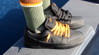 Nike SB Dunk Low Pro Orange Label Triple Black Review and on Feet [upl. by Anitsahs]