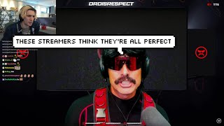 xQc Reacts to DrDisrespect dropping a List of Streamers doing Horrendous Acts amp Not being Banned [upl. by Acirred]