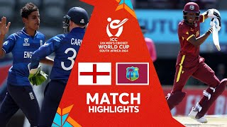 Match Highlights  England v West Indies  U19 CWC 2024 [upl. by Nabila]