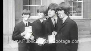 The Beatles Receive MBEs archival public domain stock footage  wwwPublicDomainFootagecom [upl. by Benildas]