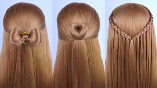 Easy And Unique Hairstyle For Wedding And Prom  Simple Waterfall Braid Half Up Half Down Tutorials [upl. by Feinleib679]