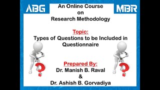 Types of Questions included in Questionnaire [upl. by Porush257]