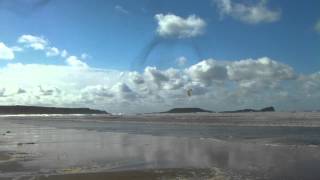 Kite surfing  Rhossili BeachLlangennith Sand [upl. by Anekahs]