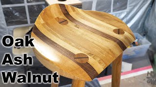 Crafting A Simple Wooden Stool  Power Carved amp Hand Carved Ash Walnut amp Oak powercarving [upl. by Llertnad]