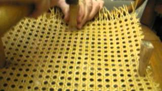 Chair Caning HowTo 7 installing the new cane seat [upl. by Ahon627]