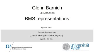 Glenn Barnich  BMS representations [upl. by Enoed]