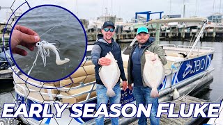 Catching FLUKEFLOUNDER in EARLY season where and what fluke flounder [upl. by Einahteb]