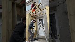 Building a timber frame permitted development sized front porch Part 4 timberframe porch diy [upl. by Nora361]