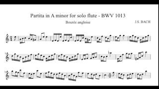 JS Bach flute partita Bourée Anglaise with score [upl. by Furiya]