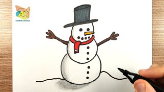 Apprendre comment dessiner un bonhomme de neige facile à dessiner [upl. by Anallese]