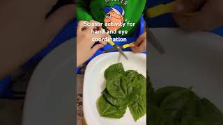 Scissor cutting activity for hand and eye coordination 2 hands coordination kidslearningvideos [upl. by Ynohtnaed]