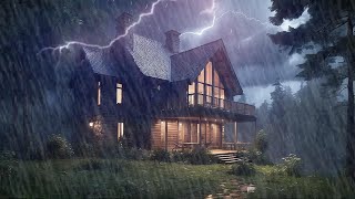 Heavy Rain amp Lightning for Sleep Relaxation  Nighttime Rain in Forest [upl. by Hunt]