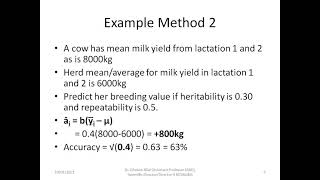 Methods of estimating breeding values and accuracies in animal breeding [upl. by Chin]