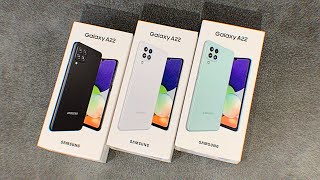 Unboxing Samsung Galaxy A22 A225 All colors Black White Mint [upl. by Xuaegram]