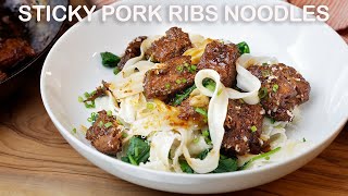 ChineseInspired Sticky Pork Rib Pasta  A Culinary Adventure [upl. by Helbonnas]