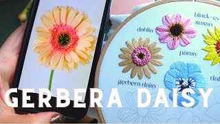 How to make a gerbera daisy with hand embroidery  bouquet embroidery sampler full stitch tutorial [upl. by Svetlana]