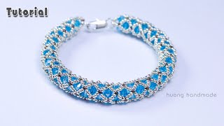 Netted rope bracelet tutorial  Jewelry making  How to make beaded bracelet [upl. by Anelagna]