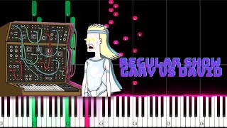 Regular Show Gary vs David The synth wars PIANO TUTORIAL SHEET  MIDIregularshow piano [upl. by Bunns]