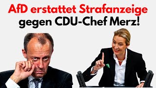 AFD STELLT ANZEIGE GEGEN MERZ Wie reagiert die CDU [upl. by Ynohtnaeoj834]