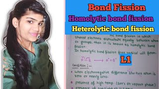 Bond fission Homolytic and heterolytic fission in hindi Homolytic fission Heterolytic fission [upl. by Aneelehs]