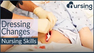 Dressing Changes  Wet to Dry Nursing Skills NURSINGcom [upl. by Arretal422]