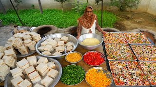 500 Bread Pizza Prepared By Our Granny  Village food  Pizza  Indian street food  Veg Recipes [upl. by Anneirb]